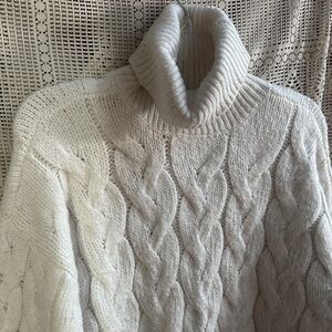 a.n.a Cream Cable Turtleneck Sweater